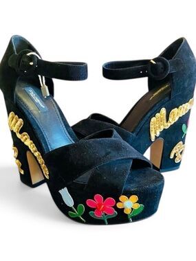 🛍️Dolce & Gabbana Black Suede Sandals Authentic & Never Worn